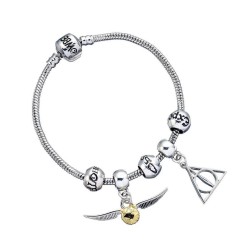 HARRY POTTER - Bracelet + 2 Charms + 3 Beads - Silver Plated 2