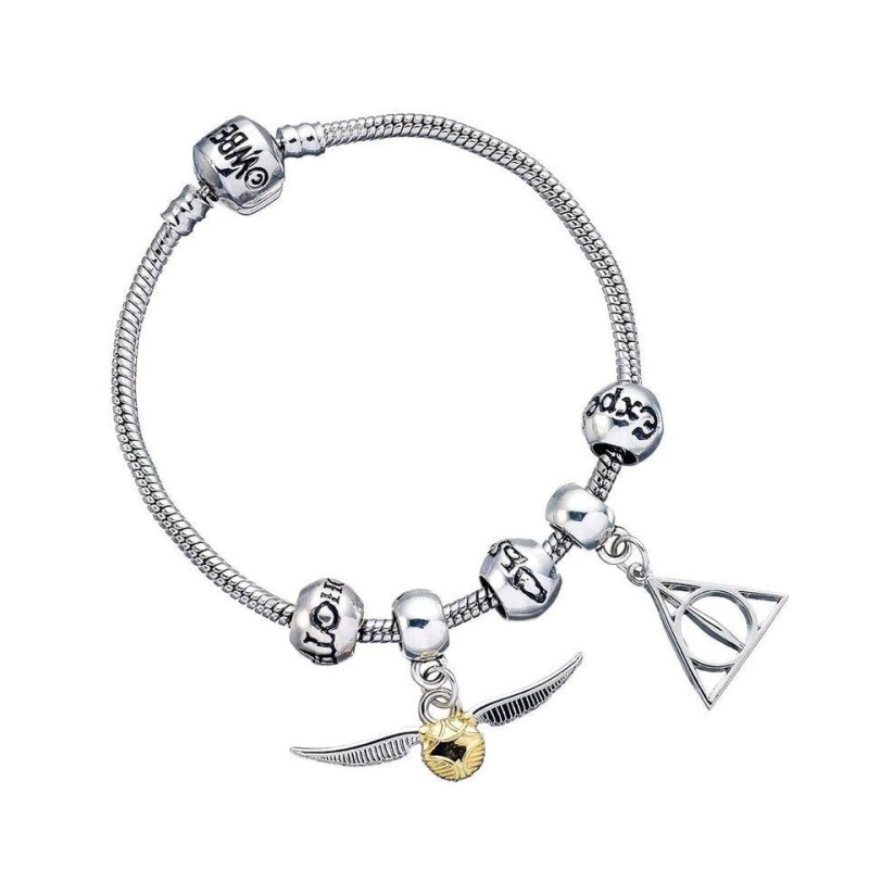 HARRY POTTER - Bracelet + 2 Charmes + 3 Perles - Plaqué Argent 