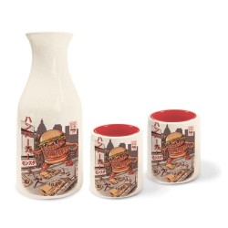 JAPANESE STYLE - Burgerzilla - Set de 2 mugs à Sake + bouteille à sake 2