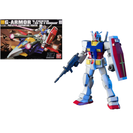 GUNDAM - HGUC 1/144 G-Armor G-Fighter + RX-78-2 Gundam - Model Kit 