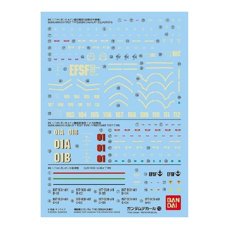 GUNDAM - GUNDAM DECAL 113 - Mobile Suit Gundam The Origin Multiuse 2 