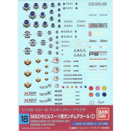 GUNDAM - GUNDAM DECAL 018 - MG Multiuse Seed 
