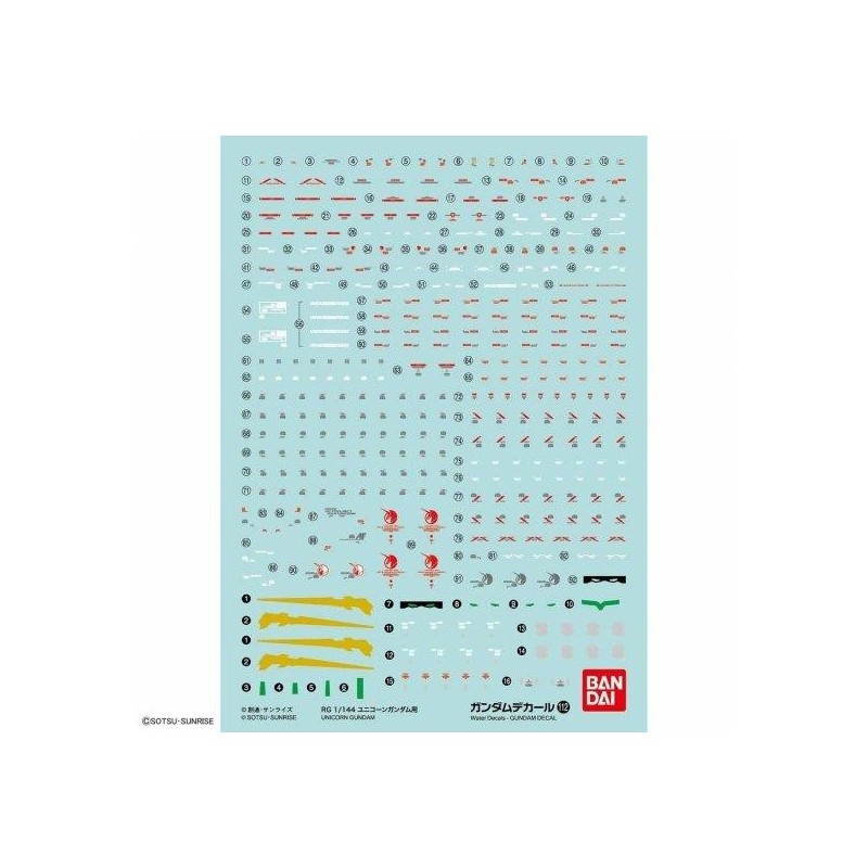 GUNDAM - RG 1/144 Decal 112 Unicorn Gundam - Model Kit 