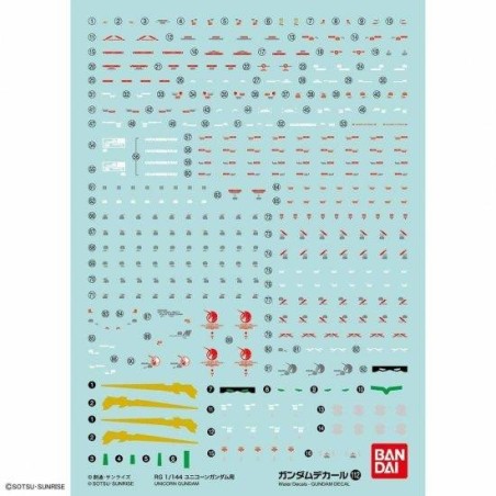 GUNDAM - RG 1/144 Decal 112 Unicorn Gundam - Model Kit 