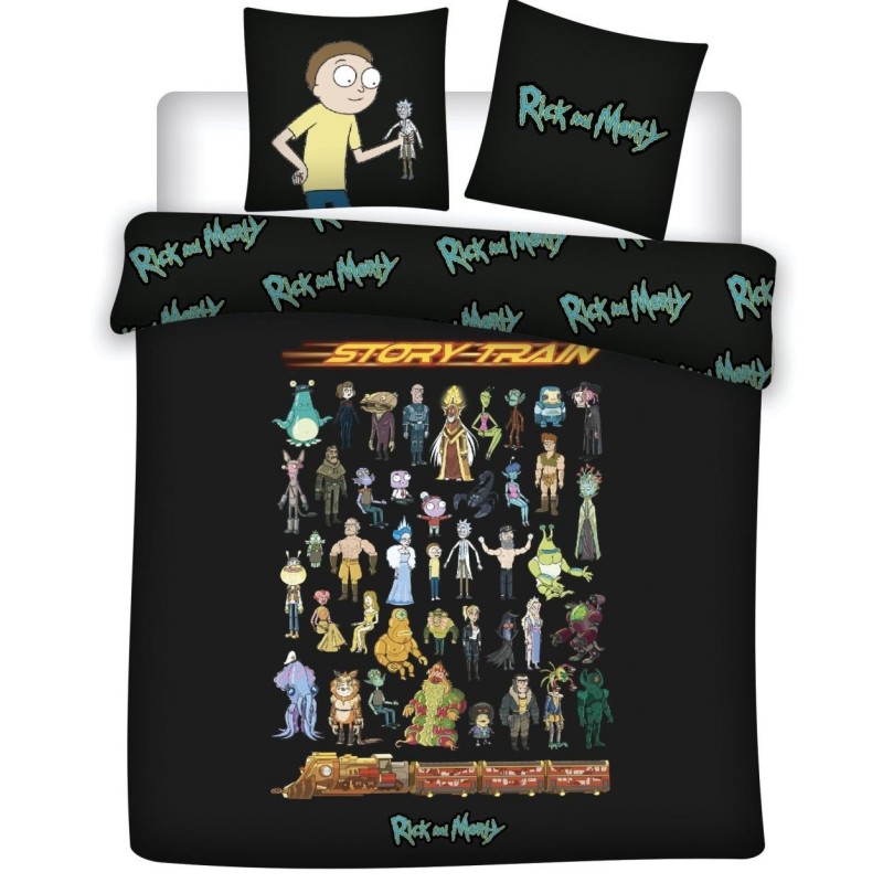 RICK & MORTY - Parure de lit 240x220cm - Story Train '100% Coton' 