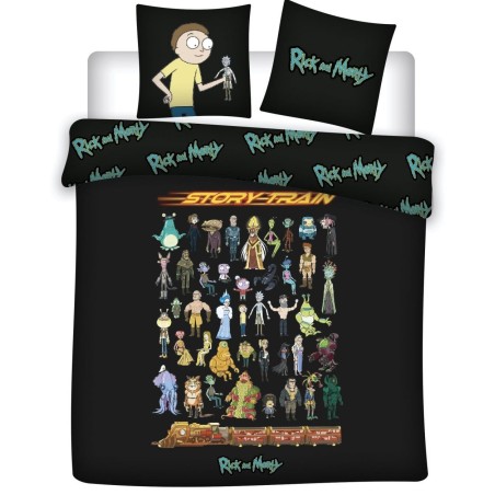 RICK & MORTY - Parure de lit 240x220cm - Story Train '100% Coton' 