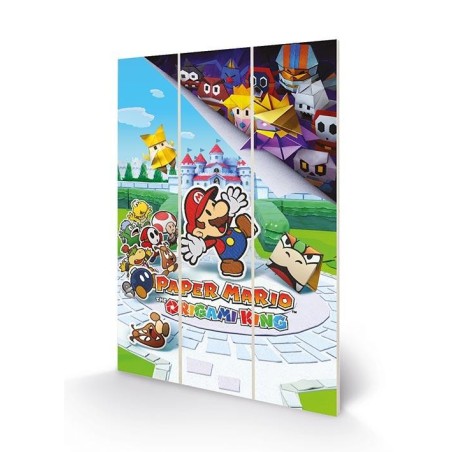 PAPER MARIO - The Origami King - Impression sur bois 20x29.5 