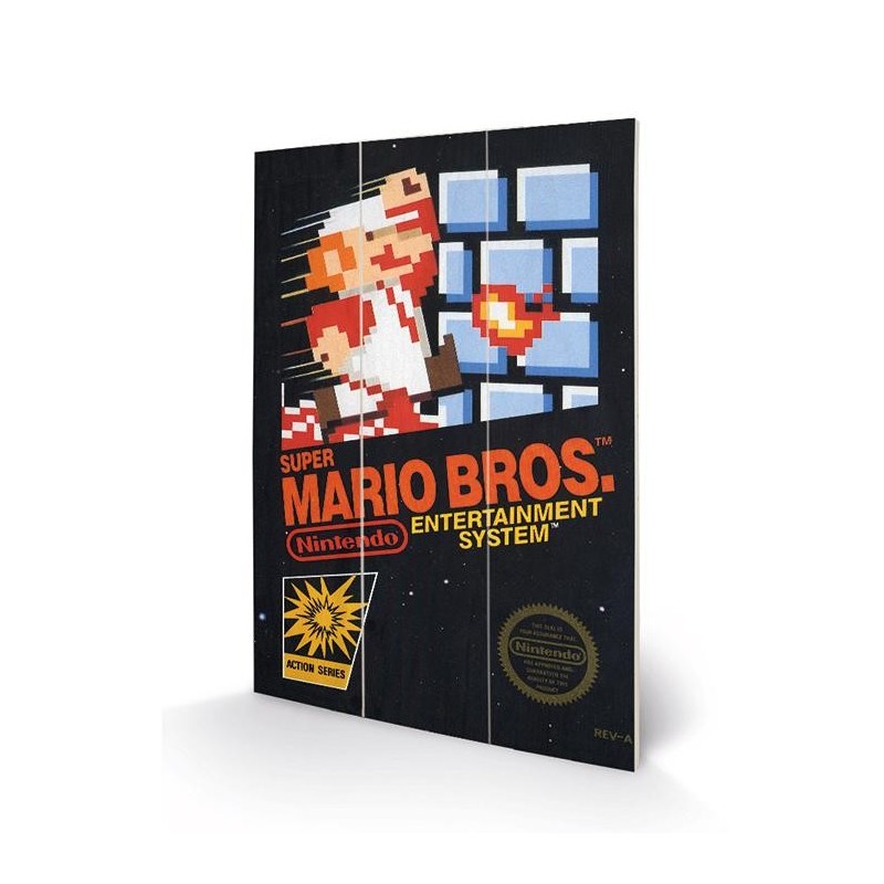 SUPER MARIO BROS - NES Cover - Impression sur bois 20x29.5 