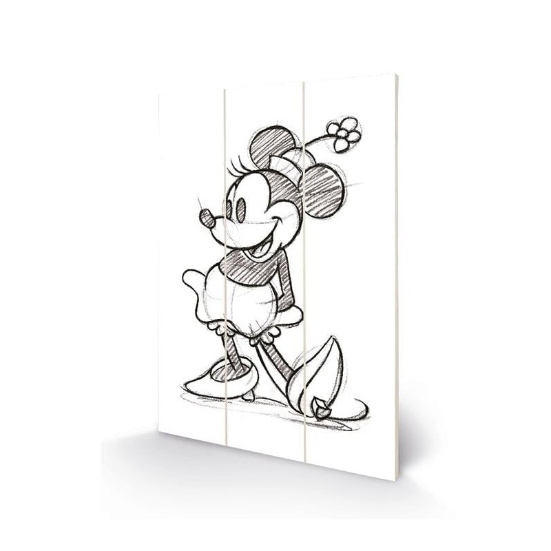 DISNEY - Minnie Mouse Sketched - Impression sur bois 20x29.5 