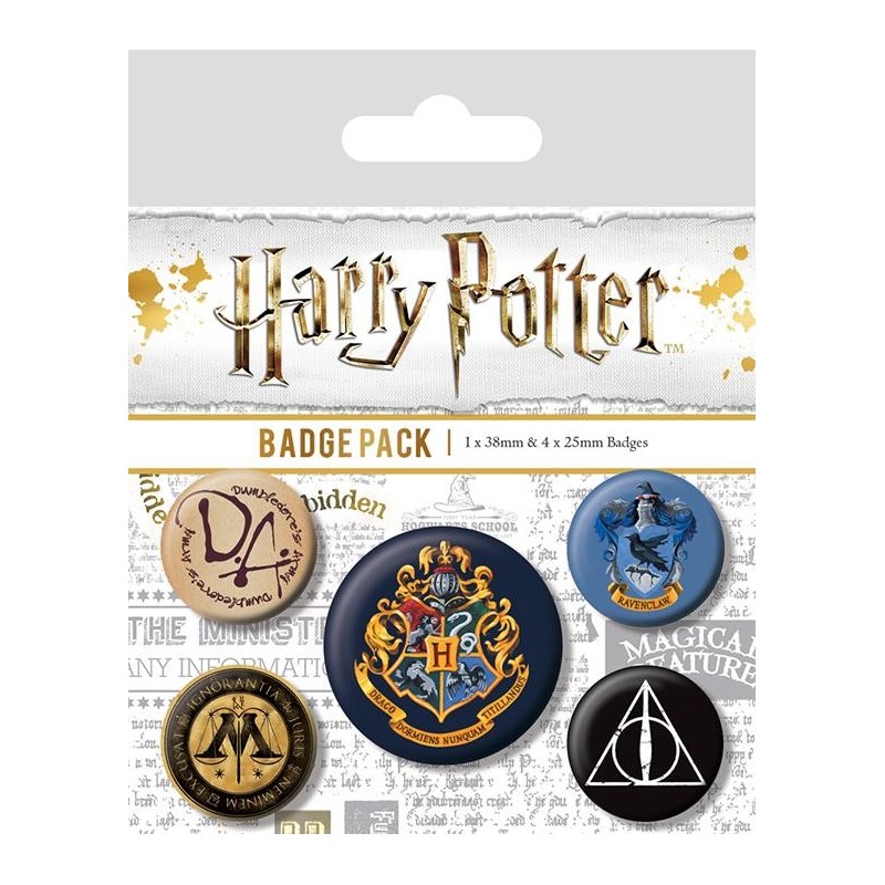 HARRY POTTER - Pack 5 Badges - Hogwarts 