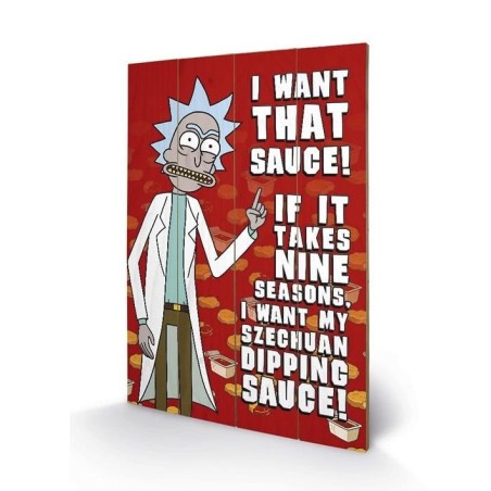 RICK & MORTY - Szechuan Sauce - Impression sur bois 40x59cm 