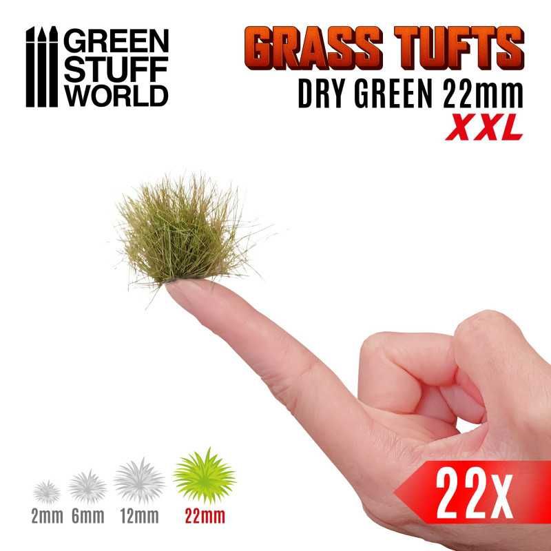 Touffes d'herbe XXL - 22mm - Auto-Adhésif - VERT SEC