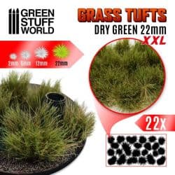Touffes d'herbe XXL - 22mm - Auto-Adhésif - VERT SEC
