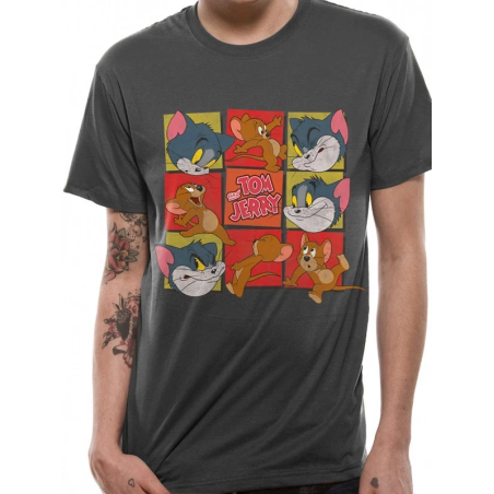 TOM AND JERRY - T-Shirt IN A TUBE- Squares (S) 