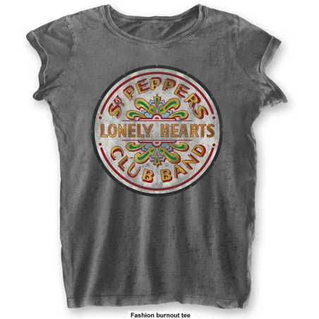 THE BEATLES - T-Shirt BurnOut Col - Sgt Pepper Drum - Woman (XL) 