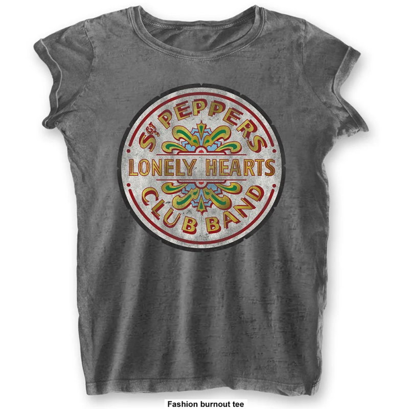 THE BEATLES - T-Shirt BurnOut Col - Sgt Pepper Drum - Woman (XS) 