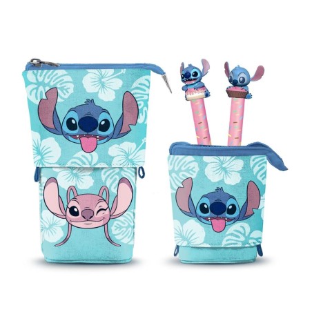 STITCH & ANGEL - Trousse Verticale "Cute" + 2 Stylos Gel 
