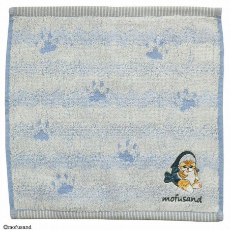 MOFUSAND - Chaton-Nyan Empreinte Bleu - Mini Serviette 25x25cm 