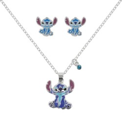 STITCH - Set 1 Pair de Boucle d'Oreilles & Colllier - Laiton Plaqué 