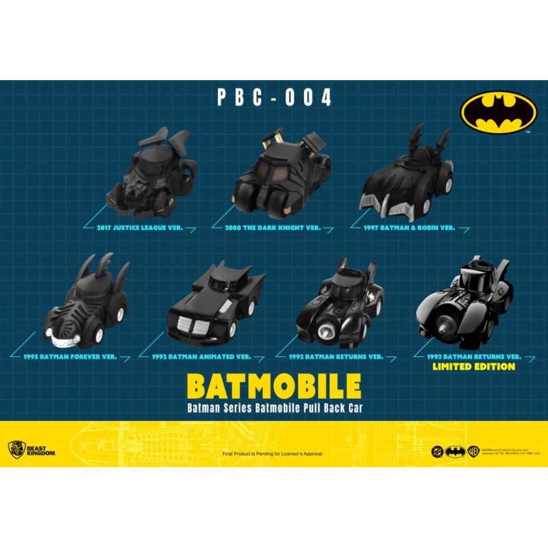 DC - Batman series Batmobile Pull Back Car - Set 6 Fig. Blind Box 5cm 