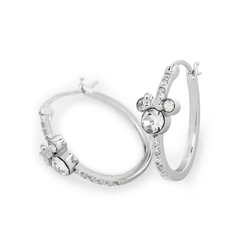 MINNIE - 1 Paire d'Anneaux d'Oreilles Serti en Laiton Plaqué Argent 