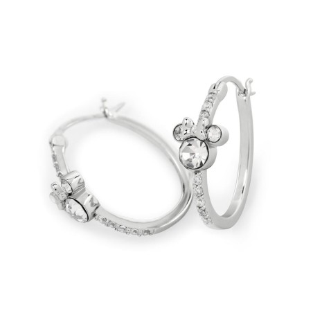 MINNIE - 1 Paire d'Anneaux d'Oreilles Serti en Laiton Plaqué Argent 
