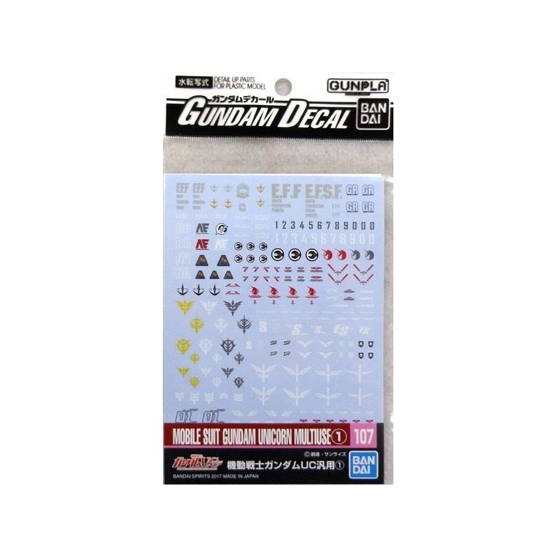 GUNDAM - GUNDAM DECAL 107 - Mobile Suit Gundam Unicorn Multiuse 1 