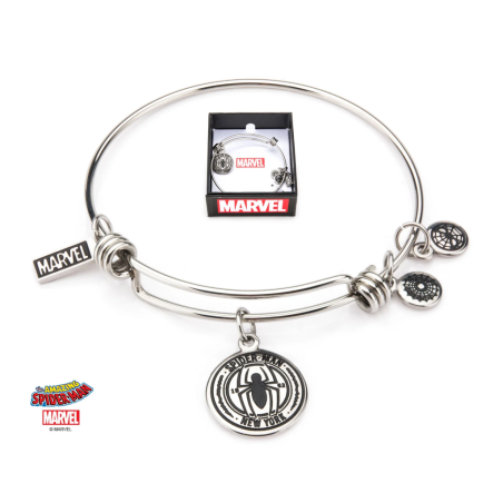 MARVEL - Women's Stainless Steel Spider-Man Expandable Charm Bracelet 