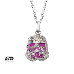 STAR WARS - Stormtrooper with Clear Gem and Pink Enamel Filled Pendant 