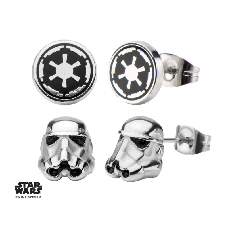 STAR WARS - 3D Stormtrooper and Enamel Galactic Empire Symbol Stud Ear 