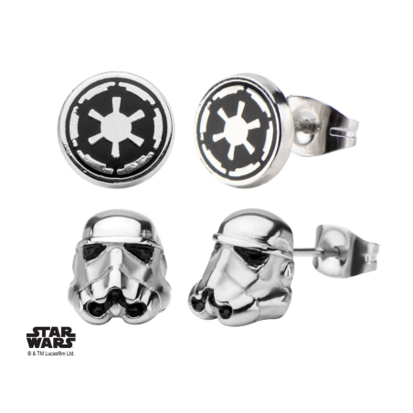 STAR WARS - 3D Stormtrooper and Enamel Galactic Empire Symbol Stud Ear 