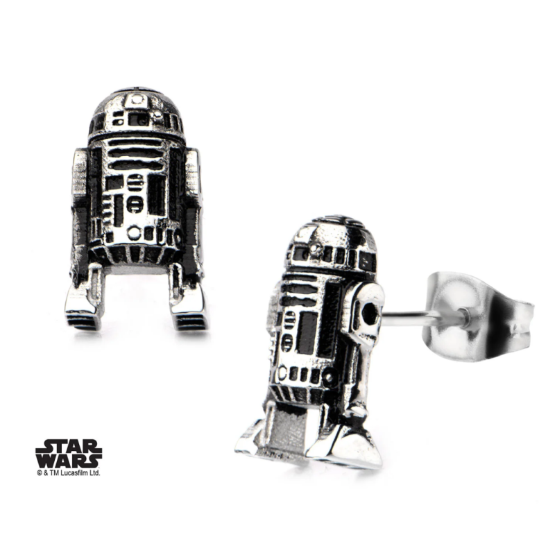 STAR WARS - Stainless Steel R2D2 3D Cast Stud Earrings 