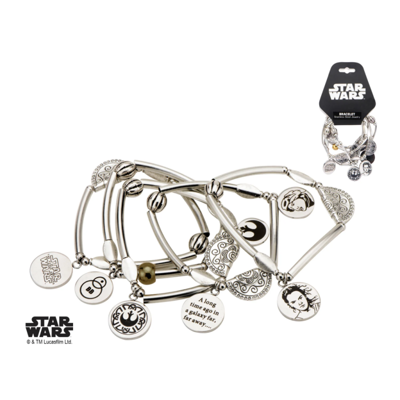 STAR WARS - Women's Stainless Steel Rey Stretchable Bracelet 