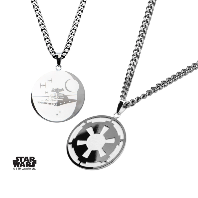 STAR WARS - Stainless Steel Empire and Death Star Pendant 