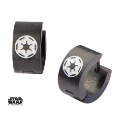 STAR WARS - Stainless Steel Black Empire Logo Huggie Earrings 