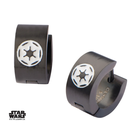 STAR WARS - Stainless Steel Black Empire Logo Huggie Earrings 