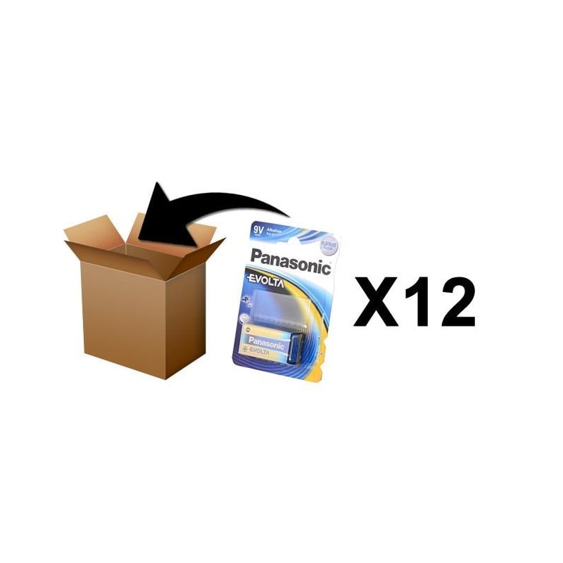 PANASONIC - Piles Alcaline Evolta 9V-6LR61 X 1 - Boite 12 pces 
