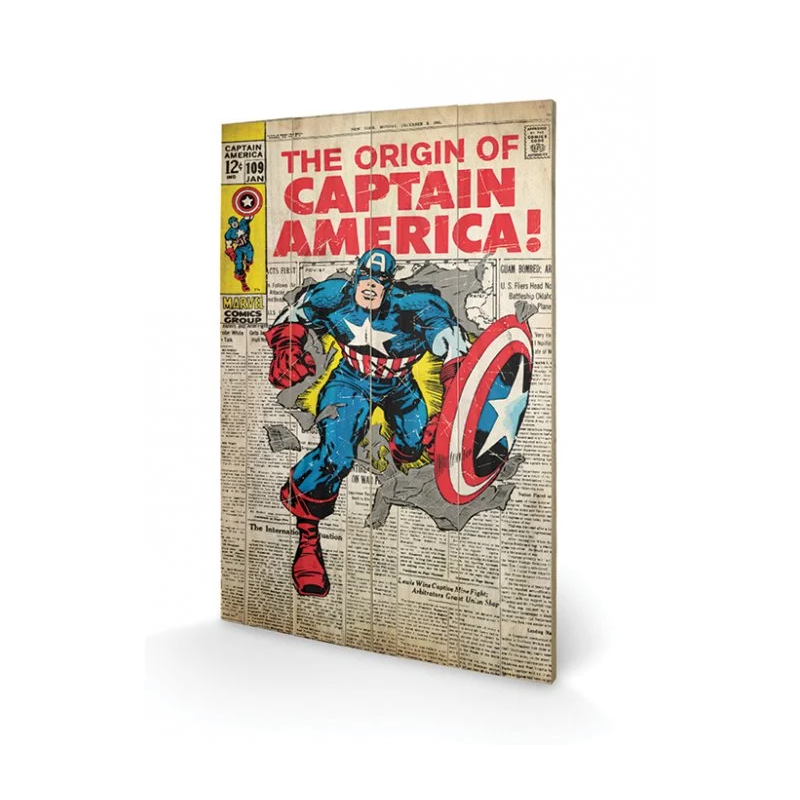 MARVEL - Captain America Origin - Impression sur bois 40x59cm 
