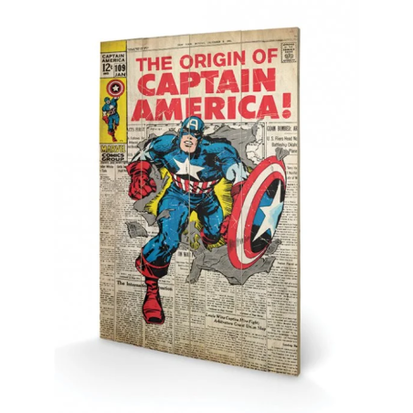MARVEL - Captain America Origin - Impression sur bois 40x59cm 