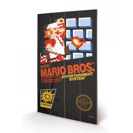 NINTENDO - Super Mario Bros NES Cover - Impression sur bois 40x59cm 