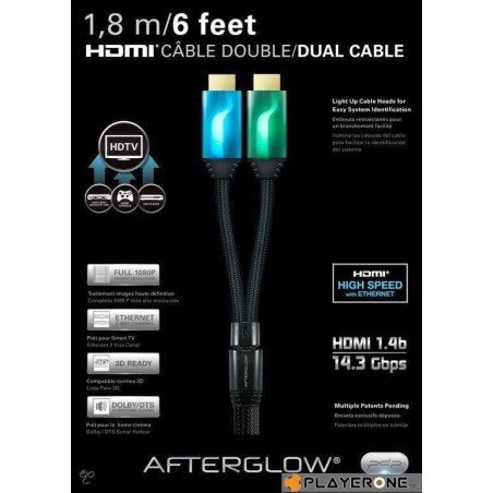PDP - Afterglow - Cable HDMI Double 1.80 M - BLUE/GREEN 