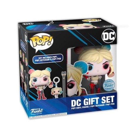 DC COMICS - Exclusive Box - POP Harley Quinn - Keychain - Pop Pen 