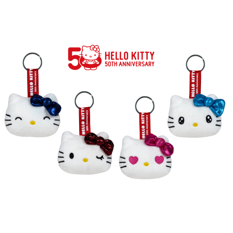 HELLO KITTY - Assortiment de 24 Porte-Clés Peluches - 4 modèles - 7cm 