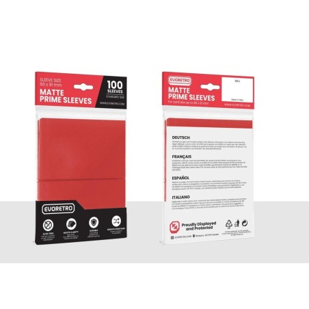 EVORETRO -Pochettes cartes mate Format standard 66x91mm Rouge 100-Pack 