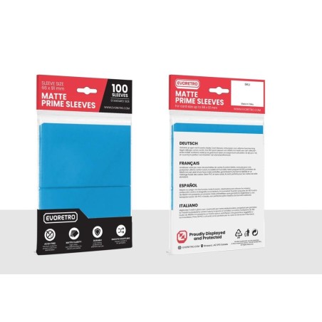 EVORETRO -Pochettes cartes mates F. stand. 66x91mm Bleu Clair 100-Pack 