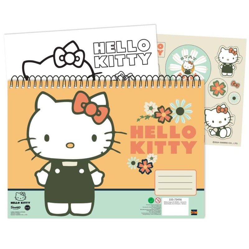 HELLO KITTY - Cahier de Dessin 40p. + Stickers 