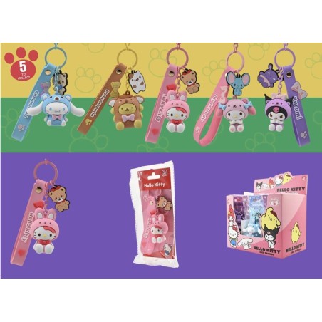 HELLO KITTY - Animals Series - Assortiment 12 Porte-Clés 15.5cm 