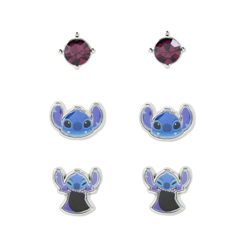STITCH - Scary Stitch - 3 Paires de Clous d'Oreilles 