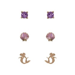 LA PETITE SIRENE - 3 Paires de Clous d'Oreilles 