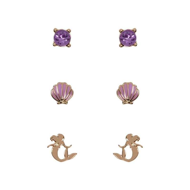 LA PETITE SIRENE - 3 Paires de Clous d'Oreilles 
